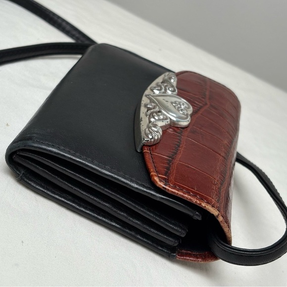 BRIGHTON Vintage ‘96 Crocodile Embossed Leather Wallet Crossbody Removable Strap - Picture 14 of 15